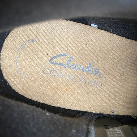 Clarks Black Textured Ankle Boots women 9.5 leather biker casual office Y2K fall - Picture 11 of 13